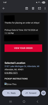 消费者评论 - 食品安全 Arby's, Lake Michigan Drive, Allendale, MI, USA We ordered 2 meals, mine had a chicken sandwich and... 照片 #1