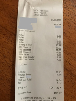 消费者评论 - 食品安全 Joe's Crab Shack, Front Street, Sacramento, CA, USA 4/6 evening Joe's Crab Shack in Sacramento, CA I... 照片 #2