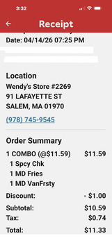 Consumer Review - Food Safety Wendy's, Lafayette Street, Salem, Mass, USA I am an extreme pain. My stomach has been hurting for tw... photo #2