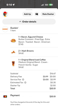 消费者评论 - 食品安全 Dunkin', Boardman-Canfield Road, Canfield, OH, USA I ate a bacon, egg and cheese, croissant and hash... 照片 #1