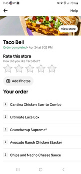 Avaliação do consumidor - Segurança alimentar Taco Bell, Gull Road, Kalamazoo, MI, USA My teenage son had the cantina chicken burrito from Taco be... foto #1