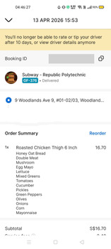 Reseña del consumidor - Seguridad alimentaria Subway, 9 Woodlands Ave 9, #01-02/03 Republic Polytechnic, Singapore 738964 Unexplainable red dots a... foto #2