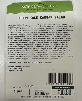 Food Recall Market of Choice Vegan Kale Caesar Salad recalled due to Undeclared Allergen Market of Choice (MOC)... Foto #1