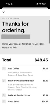 Reseña del consumidor - Seguridad alimentaria Chick-fil-A, Margarita Road, Temecula, CA, USA I order Chic fil A 6/15/2026 at 11 Am to have for lun... foto #2