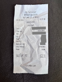 Verbraucherbewertung – Lebensmittelsicherheit Del Taco, 809 East 400 South, Salt Lake City, UT 84102, USA Me, my husband and daughter ordered food... Foto #2