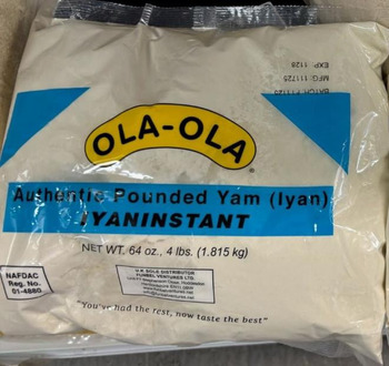 Rappel d'aliments Ola-Ola Authentic Pounded Yam recalled due to Undeclared Allergen Genesis Imports Inc. is recalling... photo #3