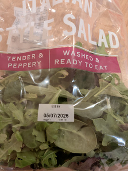 Consumer Review - Food Safety M&S Foodhall, Willowburn Avenue, Bracknell Road, Alnwick, UK Italian style salad washed and ready to... photo #2