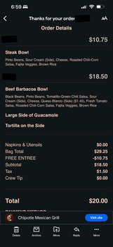 Avaliação do consumidor - Segurança alimentar Chipotle Mexican Grill, Northtown Drive Northeast, Blaine, MN, USA Ate… Beef Barbacoa Bowl
Black Be... foto #2