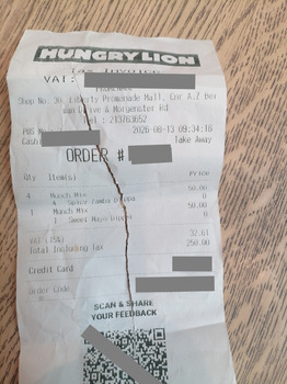 Consumer Review - Food Safety Hungry Lion Promenade, Morgenster Road, Beacon Valley, Cape Town, South Africa We bought 5 munch mea... photo #4