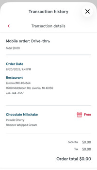 Avis du consommateur - Sécurité alimentaire Chick-fil-A, Middlebelt Road, Livonia, MI, USA Picked up a chocolate milkshake last night at 9:41pm... photo #2