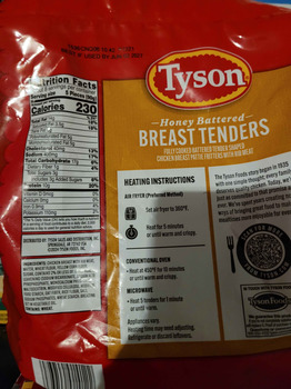 消费者评论 - 食品安全 Brookshire's, Airline Drive, Bossier City, LA, USA 9/16, Tyson brand honey battered chicken breast t... 照片 #2