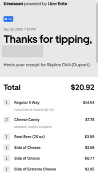 消费者评论 - 食品安全 Skyline Chili, Bardstown Road, Louisville, KY, USA Ordered a regular 5-way, and two cheese coneys an... 照片 #3