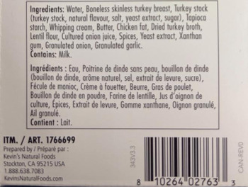 نذكر الطعام Kevin’s Natural Foods Turkey Gravy recalled due to Undeclared Allergen CalChef Foods, LLC is recalli... صورة فوتوغرافية #2