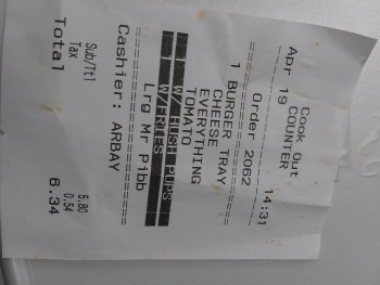 Consumer Review - Food Safety Cook Out, Gallatin Pike, Nashville, TN 37216, USA My boyfriend and I went to CookOut for a late lunc... photo #2