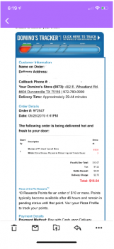 Reseña del consumidor - Seguridad alimentaria Domino's Pizza, East Wheatland Road, Duncanville, TX, USA Me and my two year old son ate last night.... foto #2