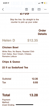 Consumer Review - Food Safety Chipotle Mexican Grill, East 66th Street, Richfield, MN, USA I ate a chicken burrito bowl with white... photo #1