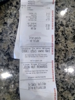 Consumer Review - Food Safety Pizza Hut, University Boulevard, Round Rock, Texas, USA All 4 of us still sick on 6/9 after ordering... photo #6