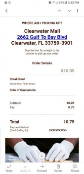 Consumer Review - Food Safety Chipotle Mexican Grill, Gulf to Bay Boulevard, Clearwater, FL, USA My brother got it for his daughte... photo #2