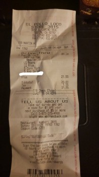 Consumer Review - Food Safety El Pollo Loco, 3002 El Camino Real, Tustin, CA 92782, USA After eating it started within two hours..... photo #2