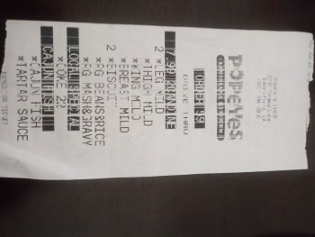Consumer Review - Food Safety Popeyes Louisiana Kitchen, Panama Lane, Bakersfield, CA, USA I went through drive through and ordere... photo #2