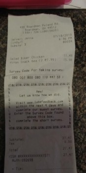 Consumer Review - Food Safety Quaker Steak & Lube, Boardman Poland Road, Boardman, OH, USA I ordered the Biker Chicken Salad (cris... photo #2