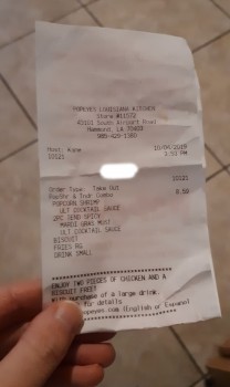 Consumer Review - Food Safety Popeyes Louisiana Kitchen, South Airport Road, Hammond, LA, USA I went there on my way home from wor... photo #2