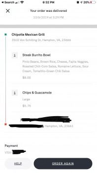 Consumer Review - Food Safety Chipotle Mexican Grill, Von Schilling Drive, Hampton, VA, USA Ordered steak burrito bowl and large g... photo #1