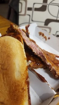 Consumer Food Safety Report McDonald's, Windfall Lane, Camby, IN, USA We received this from your location - undercooked McRib. photo #1