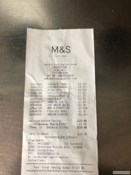 Consumer Review - Food Safety Marks & Spencer LAUNCESTON FOODHALL, Launceston, UK Chicken Tikka Masala photo #2
