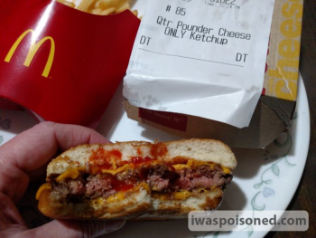 Consumer Food Safety Report McDonald's Went there a week ago and they served us raw burger. I kept the burgers in my freezer. My... photo #1
