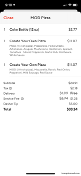 Reseña del consumidor - Seguridad alimentaria MOD Pizza, Diamond Boulevard, Concord, CA, USA The morning After eating pizza with pepperoni, sausag... foto #1