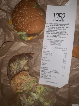 Consumer Review - Food Safety McDonald's, Pendergrass Road, Sanford, NC, USA Burger from there: bread cheese patty lettuce onions... photo #2