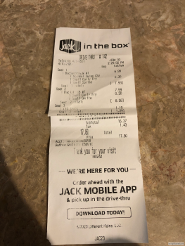 Consumer Review - Food Safety Jack in the Box, 585 Palomar Street, Chula Vista, CA, USA Lately We have been eating at home For the... photo #2