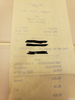 Consumer Review - Food Safety Domino's Pizza, 49 South Marietta Pkwy SW, Marietta, GA 30064, USA On April 13th 2020 my wife ordere... photo #3