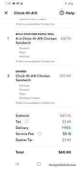 Consumer Review - Food Safety Chick-fil-A, 5940 Gulf Fwy, Houston, TX 77023, USA Chicken sandwich Husband ate 2 chicken sandwiches... photo #2