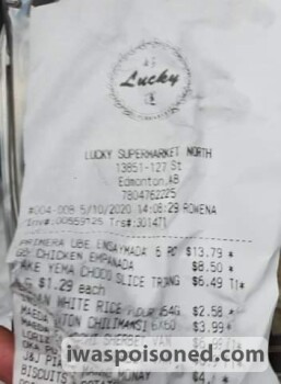 Consumer Review - Food Safety Lucky Supermarket, 127 Street Northwest, Edmonton, AB, Canada food 10 days expired started yesterday... photo #3