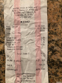 Avis du consommateur - Sécurité alimentaire Wendy's, West Mitchell Hammock Road, Oviedo, Florida, USA Ate a bacon burger with French fries and b... photo #1