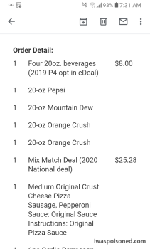 Consumer Review - Food Safety Papa John's Pizza, 909 Tripp Road, Mesquite, TX, USA On Saturday June 13, 2020 at 11:22 am, I placed... photo #1