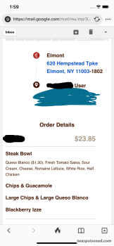 Consumer Review - Food Safety Chipotle Mexican Grill, 620 Hempstead Turnpike, Elmont, NY 11003, United States I ordered a steak an... photo #2