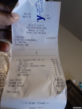 مراجعة المستهلك - سلامة الغذاء Dairy Queen Grill & Chill, Sterlington Road, Monroe, LA, USA I oder so food from there me and my kid... صورة فوتوغرافية #5