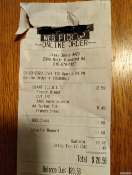 Consumer Review - Food Safety Jimmy John's, North Richmond Road, McHenry, IL, USA Had BLT sub friday July 24th had gas cramps and... photo #2