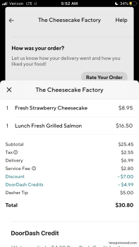 Consumer Review - Food Safety The Cheesecake Factory, Clarendon Boulevard, Arlington, VA, USA I ordered through door dash but I ha... photo #2