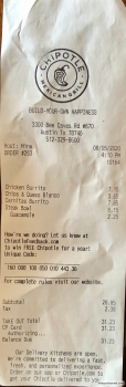 Consumer Review - Food Safety Chipotle Mexican Grill, Bee Cave Road, West Lake Hills, TX, USA Steak bowl with black beans, white c... photo #1