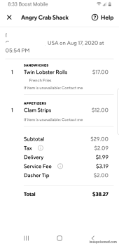 Consumer Review - Food Safety Angry Crab Shack, West Hunt Highway, San Tan Valley, AZ, USA We ate a twin Lobster roll and fried Cl... photo #1
