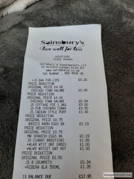 Consumer Review - Food Safety Sainsbury's, Brewery Road, Hoddesdon, UK I bought a curry from there on friday 21st August, I ate th... photo #2