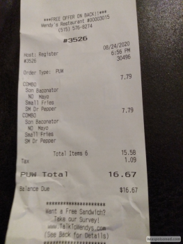 Avis du consommateur - Sécurité alimentaire Wendy's, 5th Avenue South, Fort Dodge, IA, USA Me and my girlfriend decided to go there and order th... photo #2