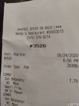 Avis du consommateur - Sécurité alimentaire Wendy's, 5th Avenue South, Fort Dodge, IA, USA Me and my girlfriend decided to go there and order th... photo #3