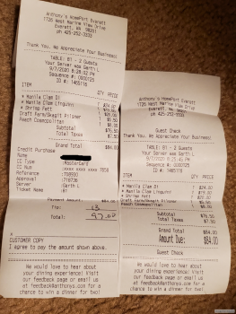Consumer Review - Food Safety Anthony's HomePort Everett, West Marine View Drive, Everett, WA, USA Clams and/or shrimp had anniver... photo #6