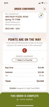 Consumer Review - Food Safety Chipotle Mexican Grill, Riley Fuzzel Road, Spring, TX, USA Chicken burrito bowl with guacamole 1 got... photo #2