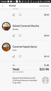 Consumer Review - Food Safety Starbucks, South Ellsworth Loop Road, Queen Creek, AZ, USA 4am I had a  Venti Mocha Frapp substitute... photo #2